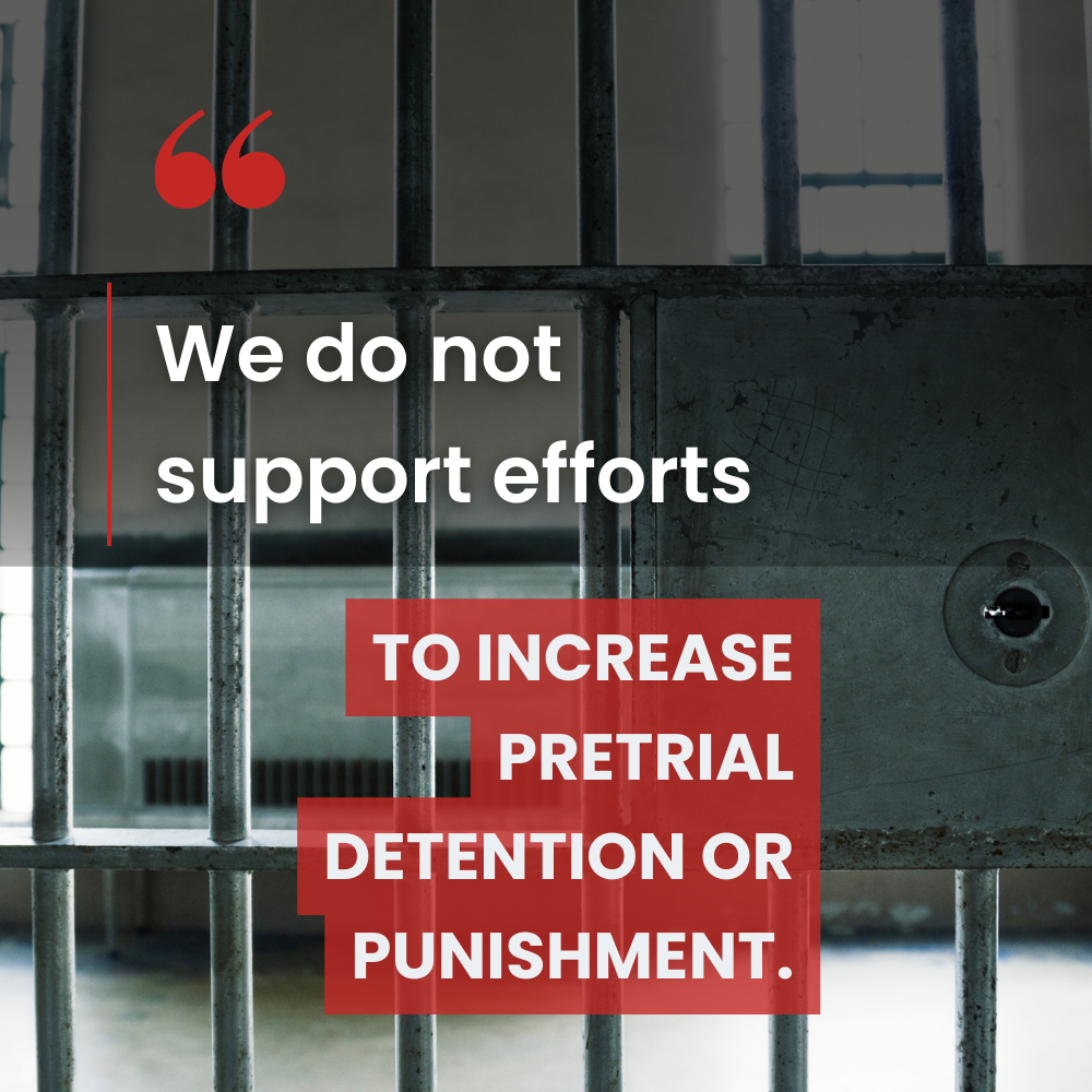 We do not support efforts to increase pretrial detention or punishment quote image