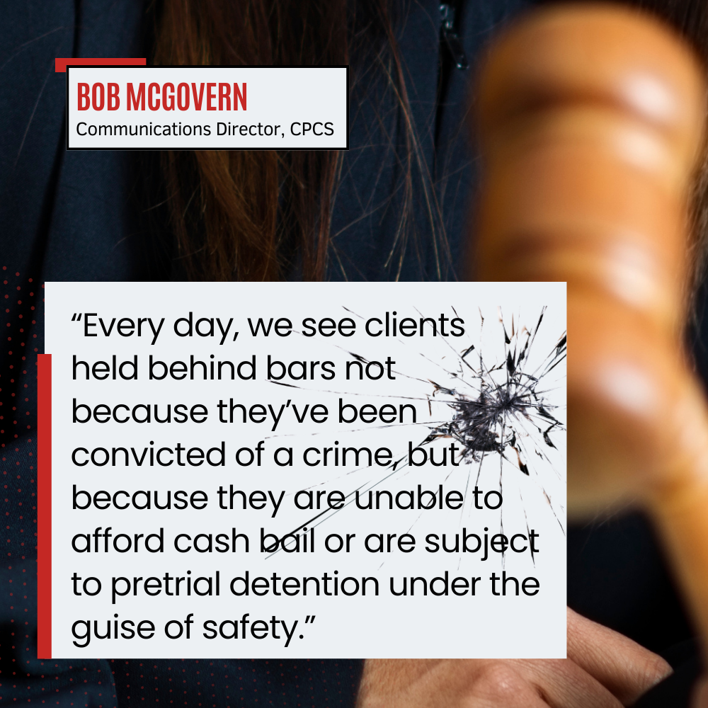 Infographic about clients behind bars who can't afford bail