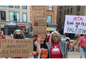 Photo taken at the Labor Day Parade in Boston, September 1, 2025. Courtesy MTA Rank and File for Palestine.