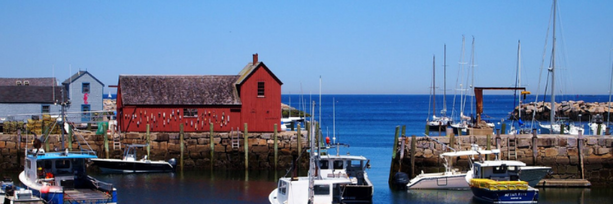 Looking out to sea from the shore at Rockport, Mass.