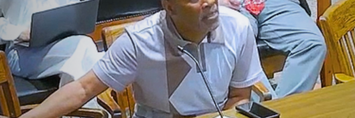 Albert Brown, who spent 39 years in prison for a murder he said he did not commit, testifies before the Massachusetts state legislature’s Joint Committee on the Judiciary on June 3